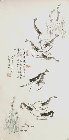 佘声俊作品11《彩笔挥洒心头清 云水生出许多情 群英朝霞逐风浪 圆梦江海功渐成》